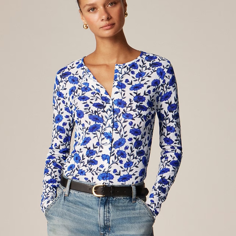 NEW J. CREW Women's Sheer mesh cardigan top in toile print Floral NWT Size Small